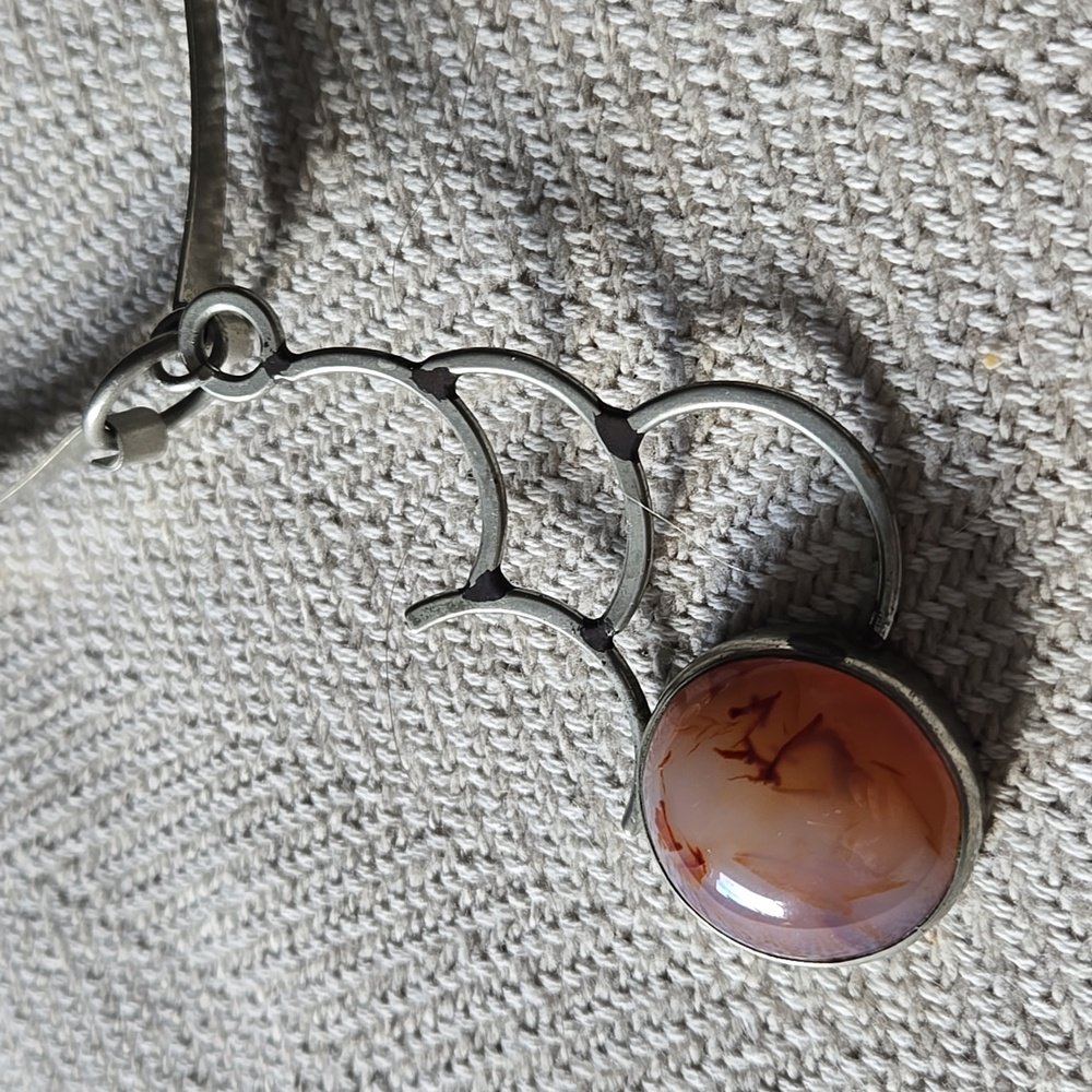 Vintage 1970s Artisan Agate Choker - Handmade Modernist Statement